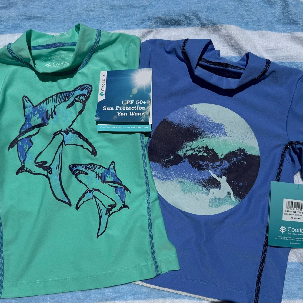 Coolibar Rashguards Green and Blue Swimwear